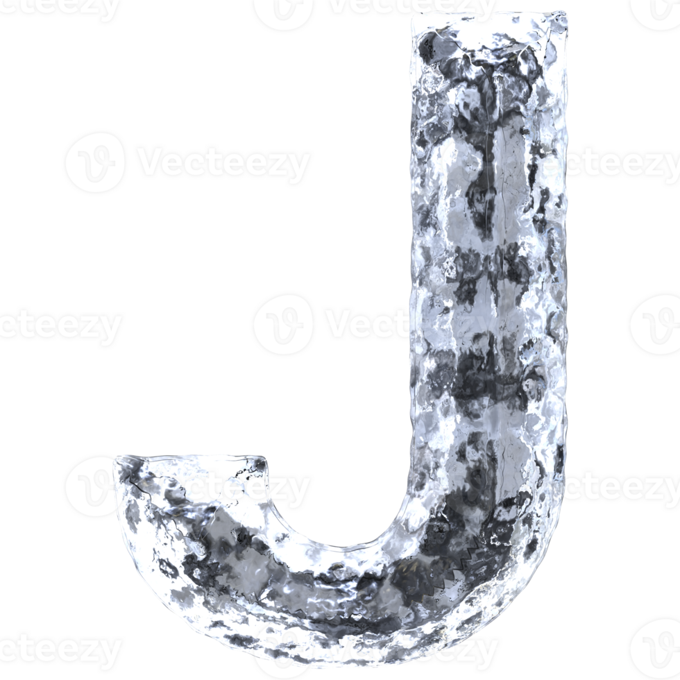 Font J Ice 3D Render png
