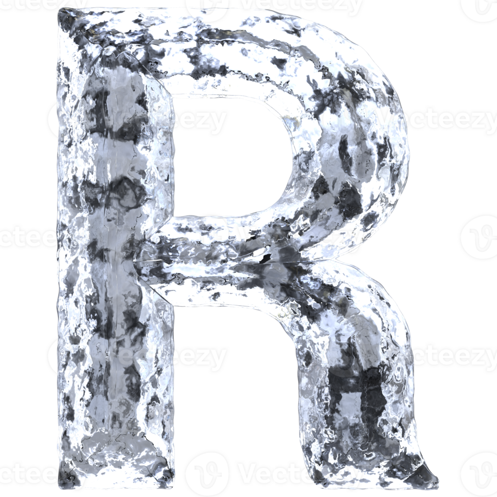 Font R Ice 3D Render png