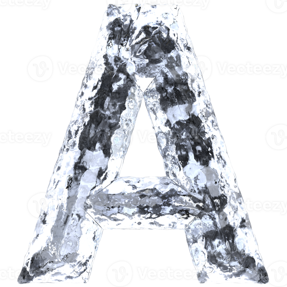 Font A Ice 3D Render png