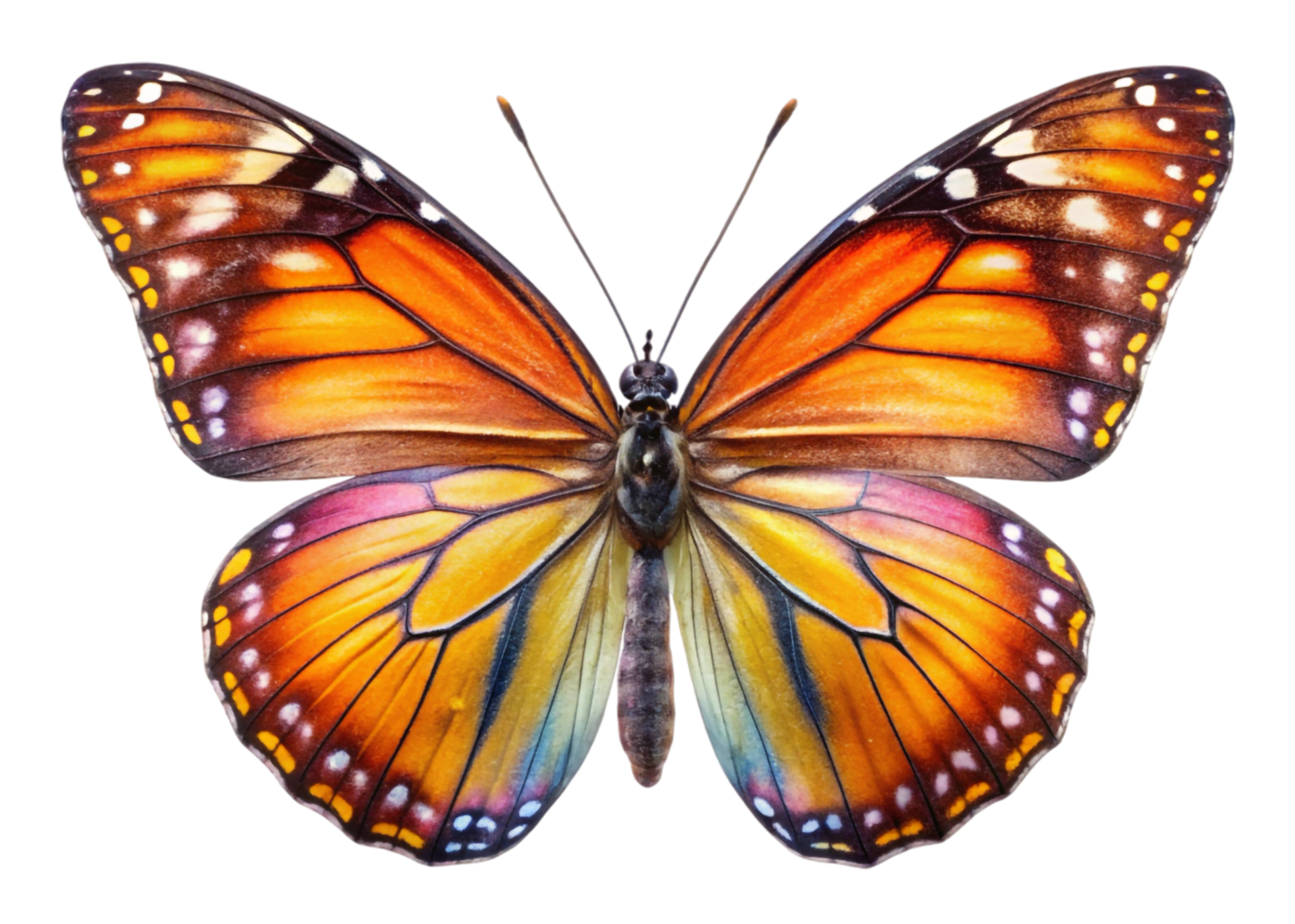 A butterfly with orange and black wings png