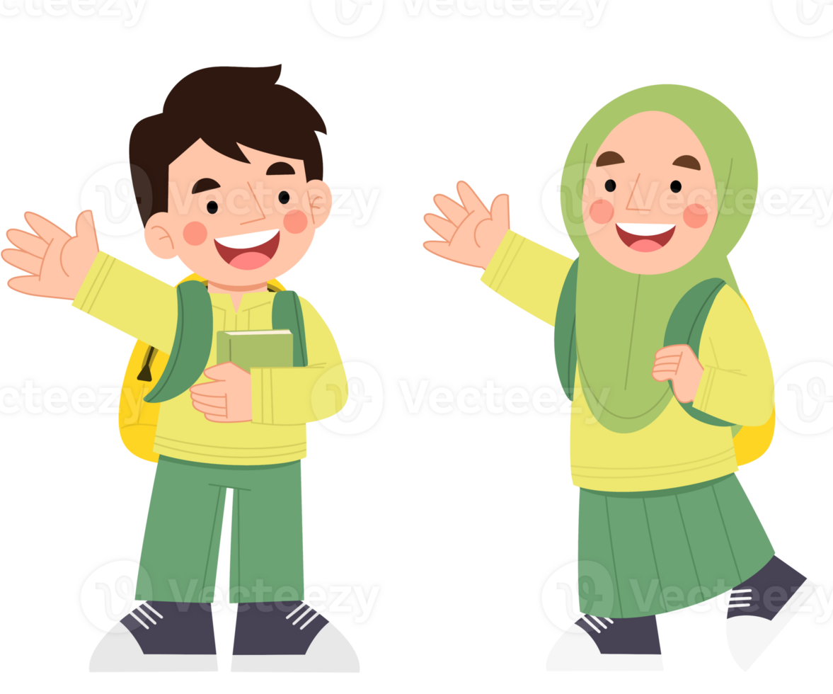 Illustration of happy Muslim children png