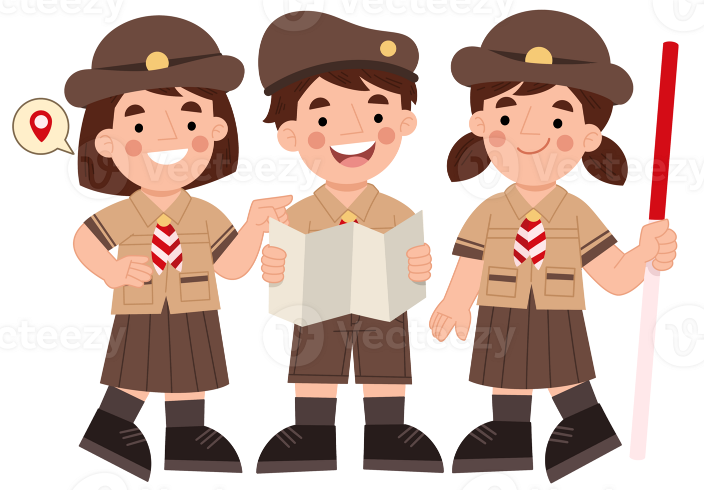 Illustration of Indonesian scout group children png
