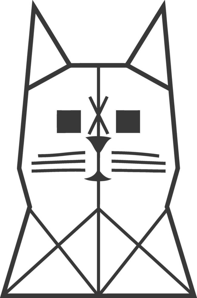 A black and white geometric cat head vector