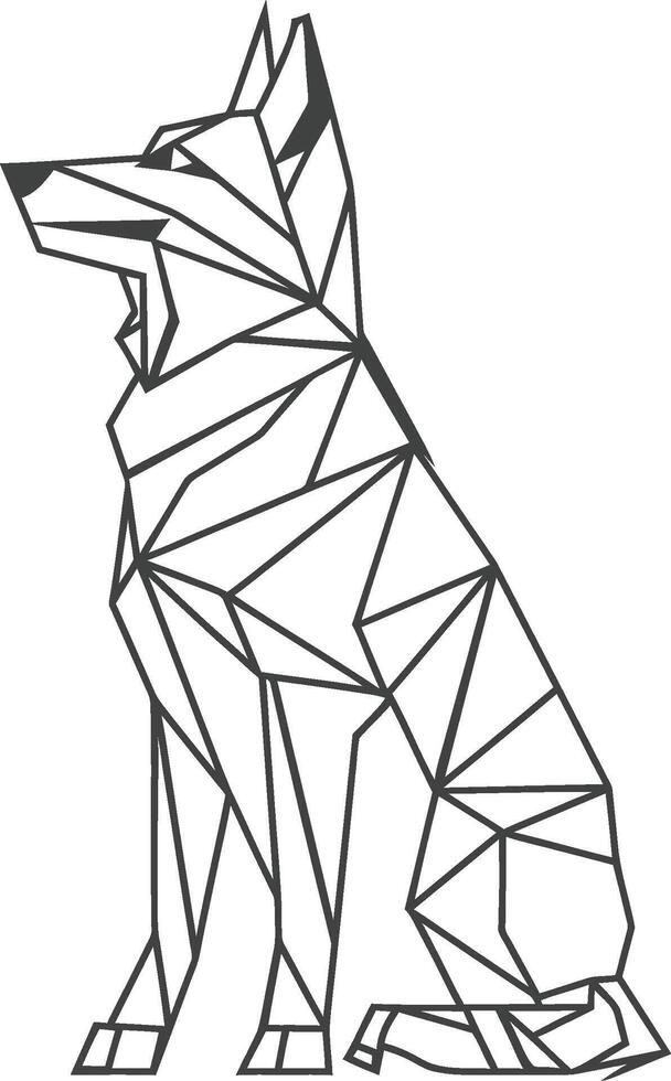 A drawing of a wolf made from geometric shapes vector