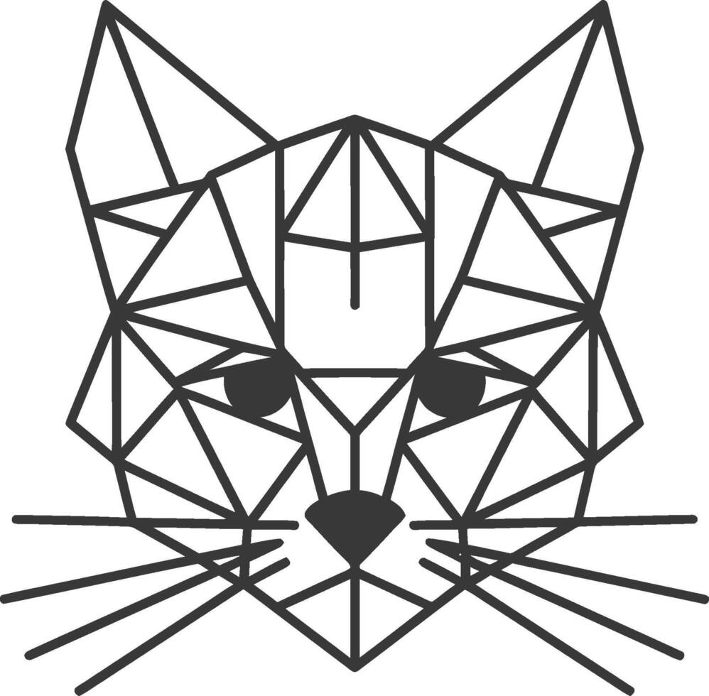 A geometric cat head with a black outline vector
