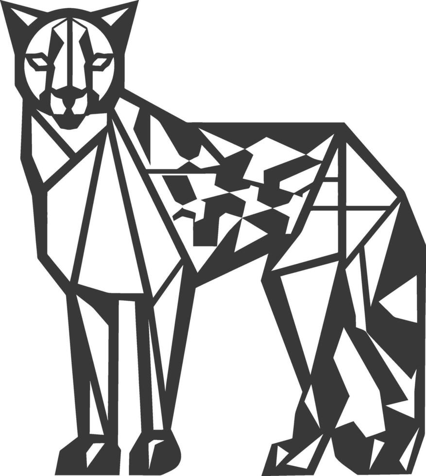 A black and white drawing of a geometric animal vector