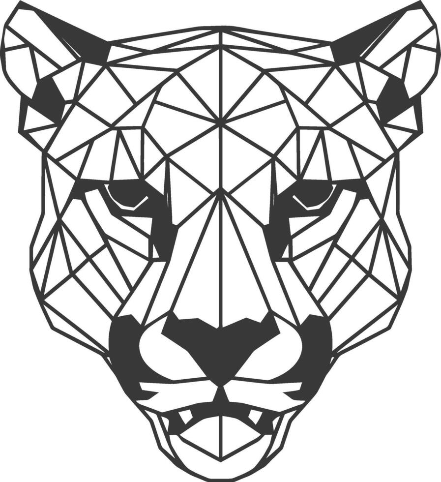 A black and white drawing of a panther head vector