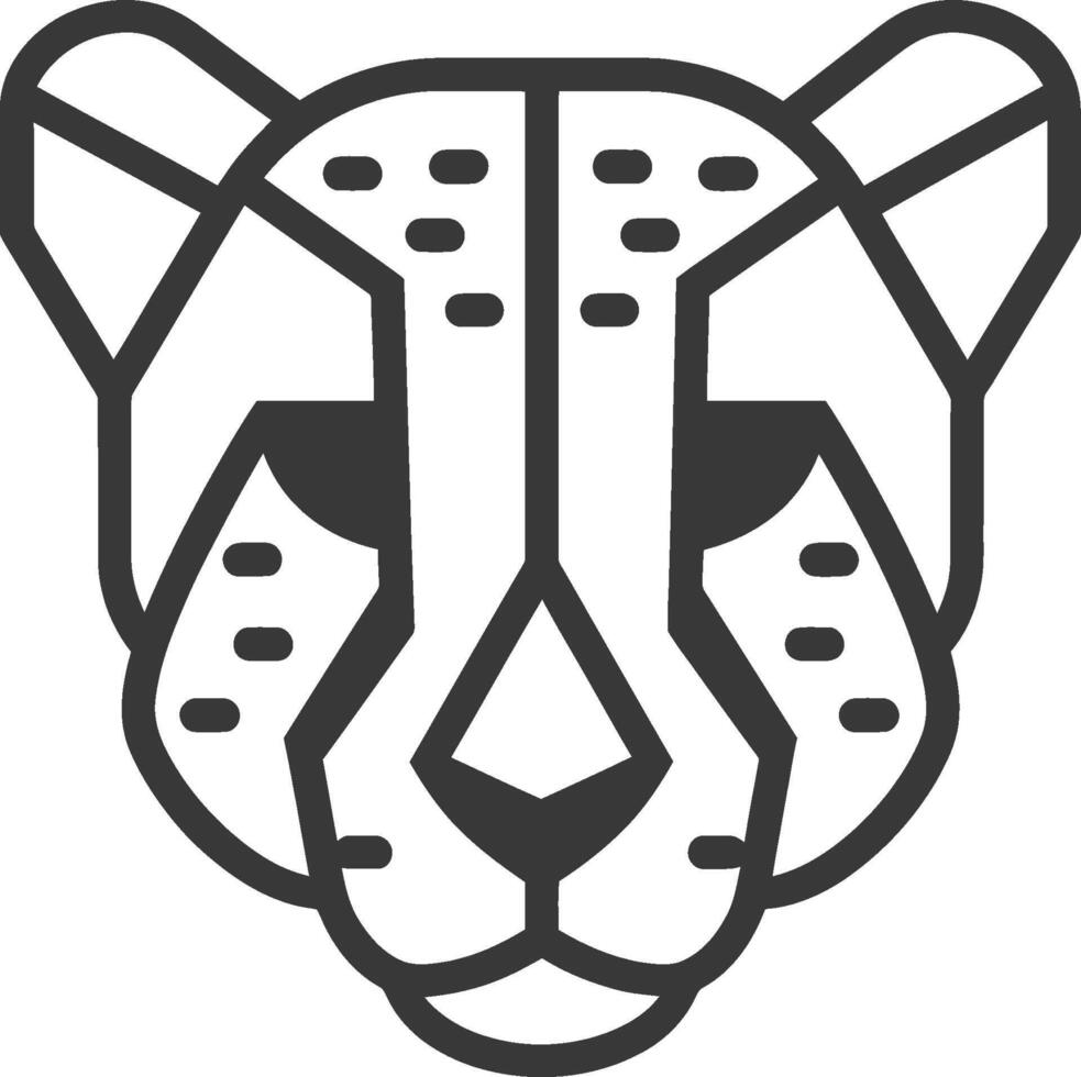 A black and white cheetah head icon vector