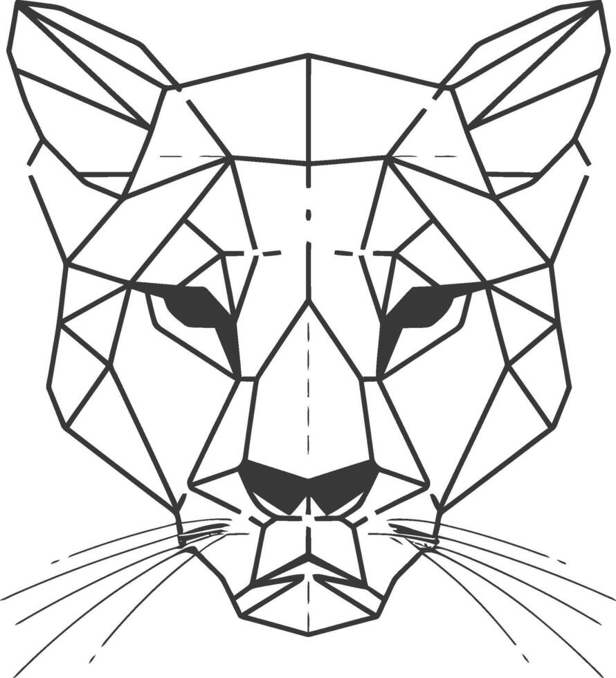 A geometric drawing of a cat's head vector
