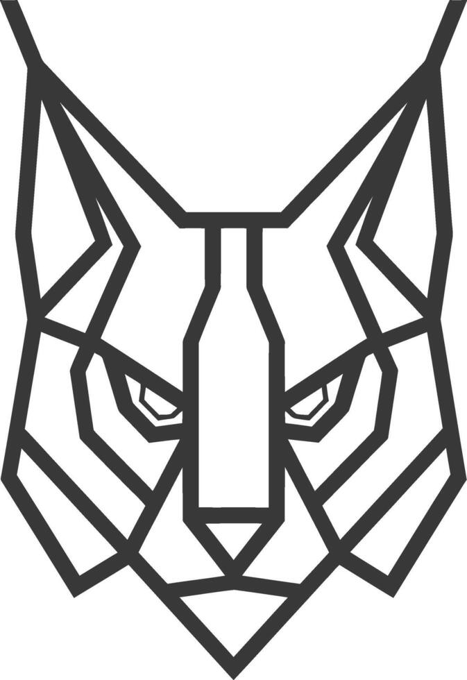 A black and white drawing of a cat's head vector