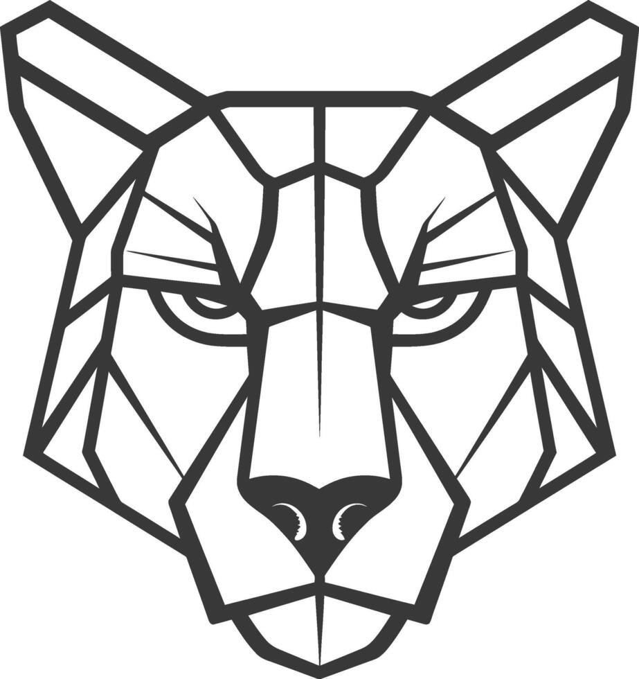 A black and white drawing of a panther head vector