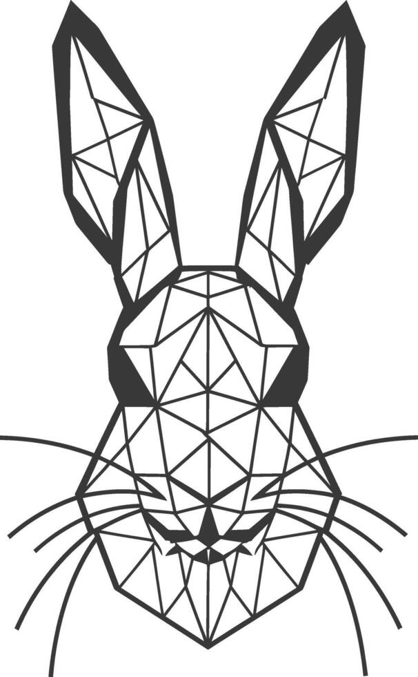 A black and white drawing of a rabbit's head vector