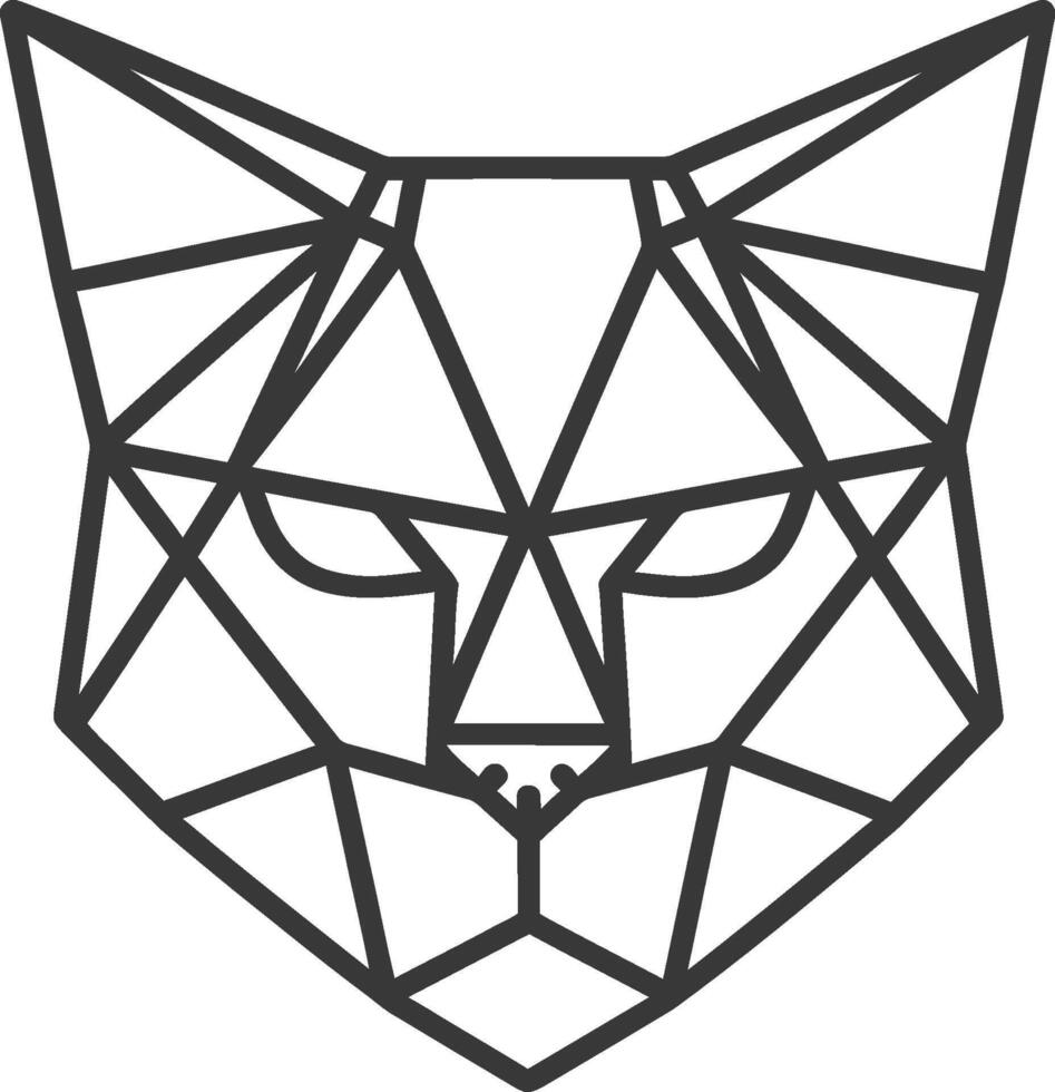 A geometric cat head with a black outline vector