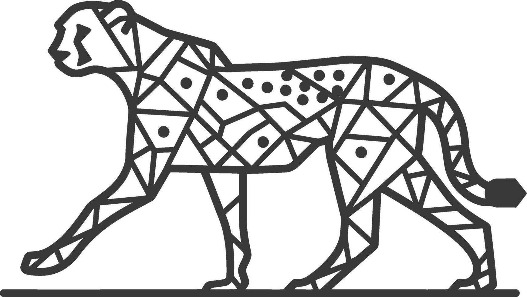 A cheetah is shown in a geometric pattern vector