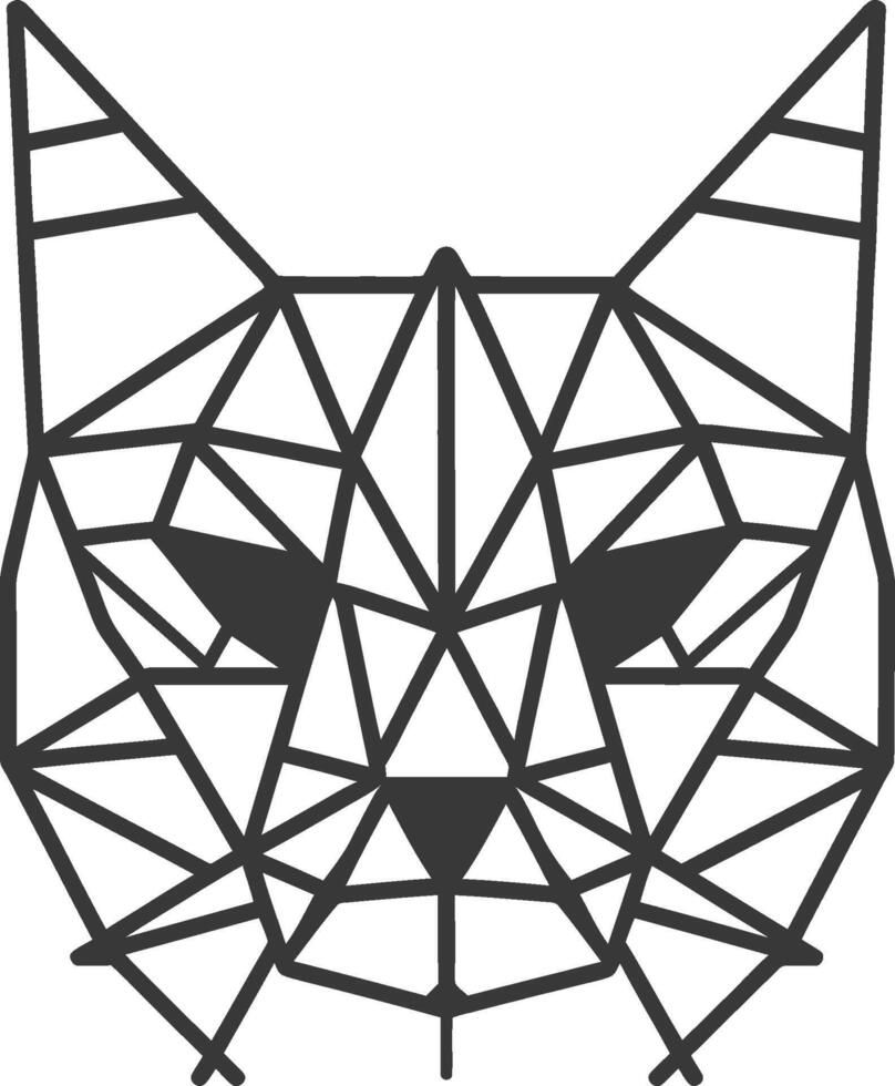 A geometric cat head with a black background vector