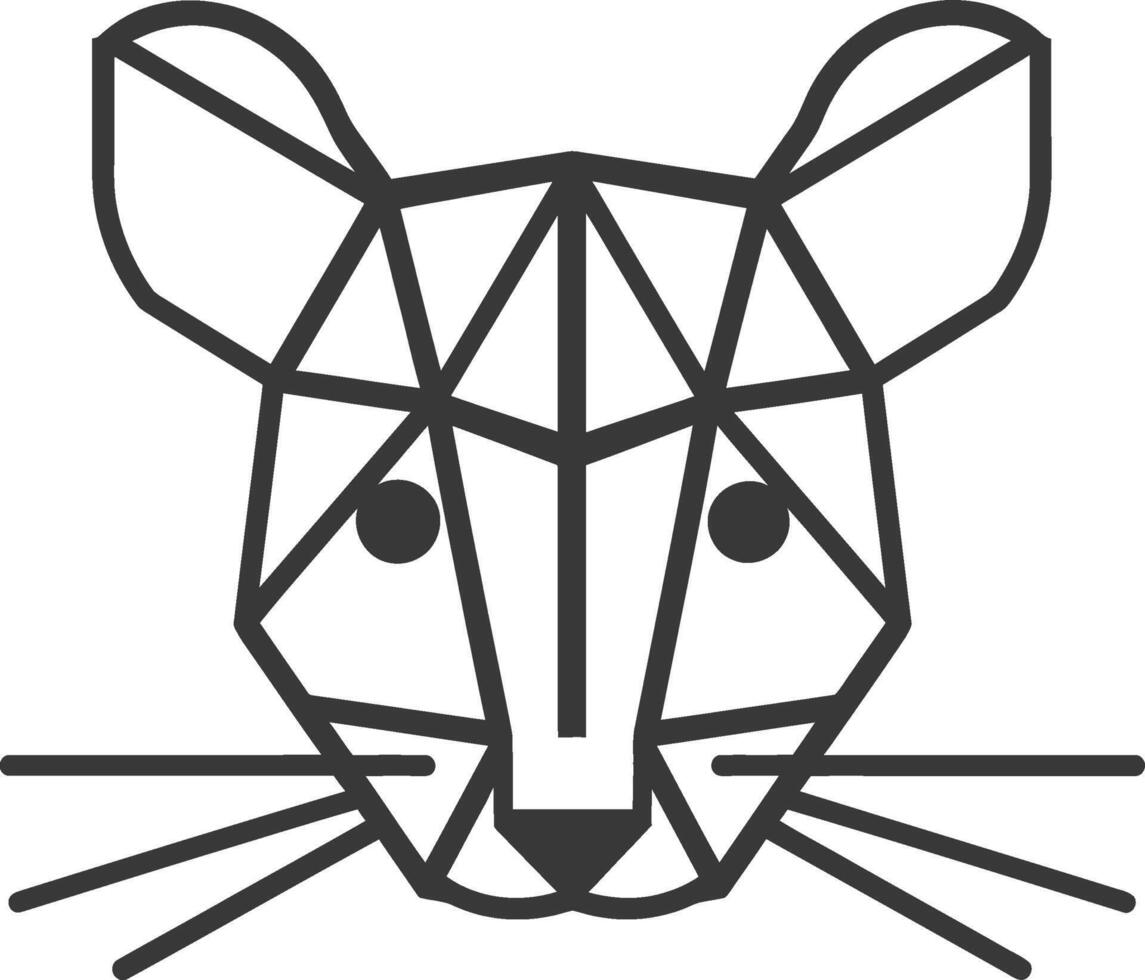 A black and white geometric mouse head vector