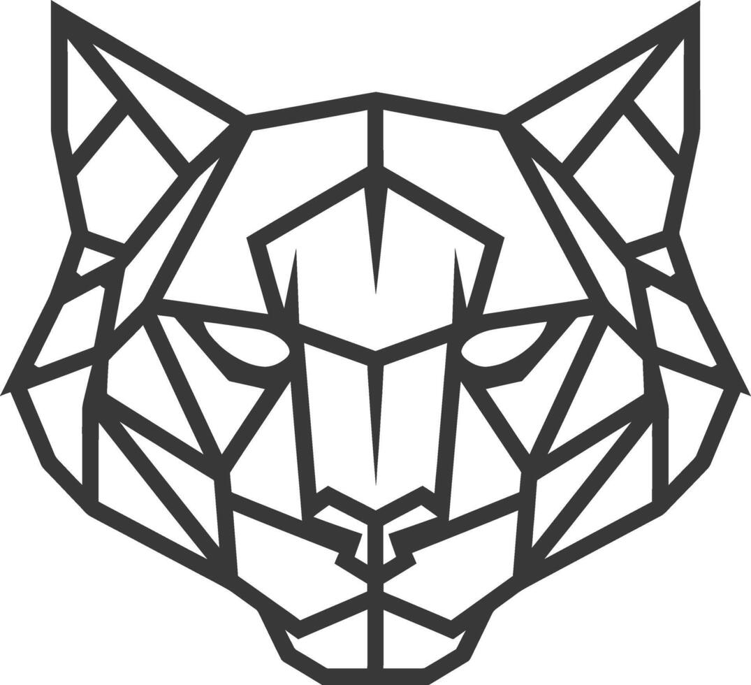 A geometric cat head with a black outline vector