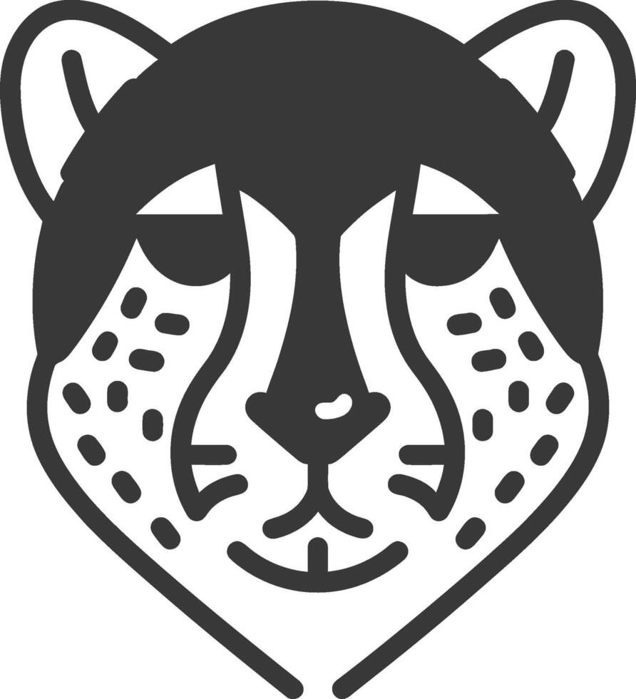 A black and white cheetah head icon vector