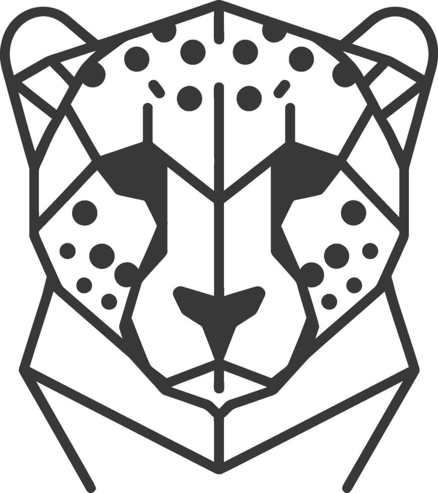 A black and white geometric drawing of a cheetah vector