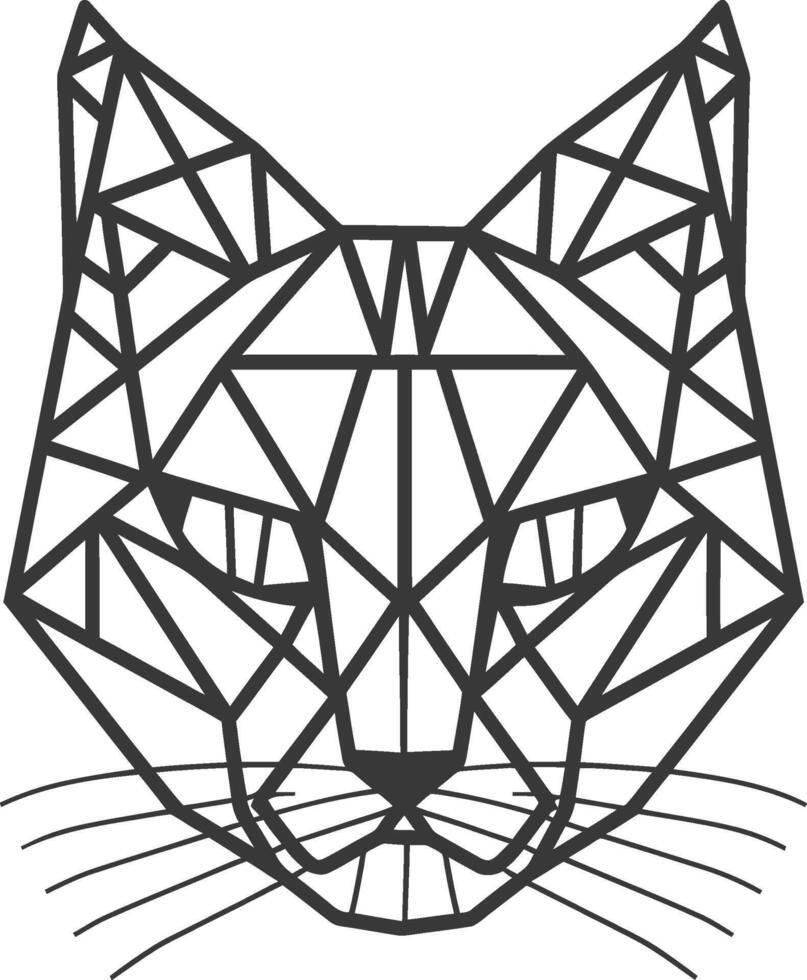A geometric cat head with a black outline vector