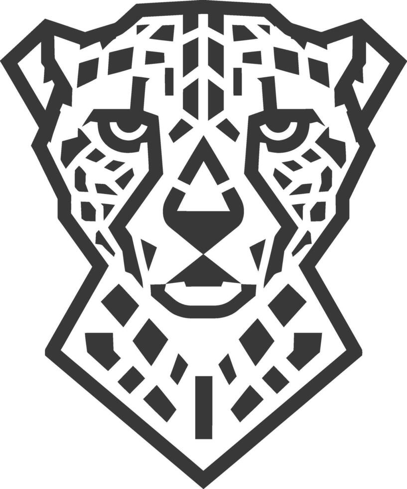 A black and white cheetah head vector