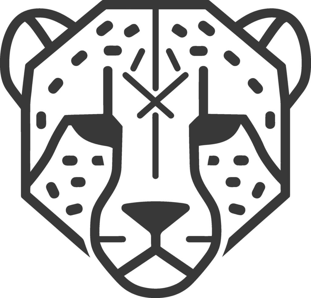 A black and white cheetah head icon vector