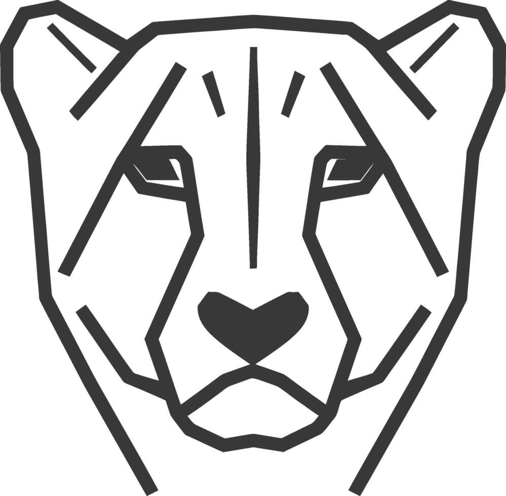 A black and white line drawing of a lion vector