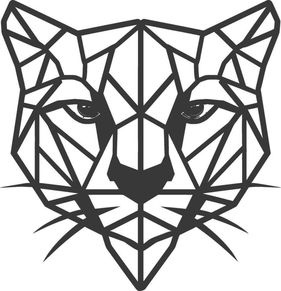 A geometric cat head with a black background vector