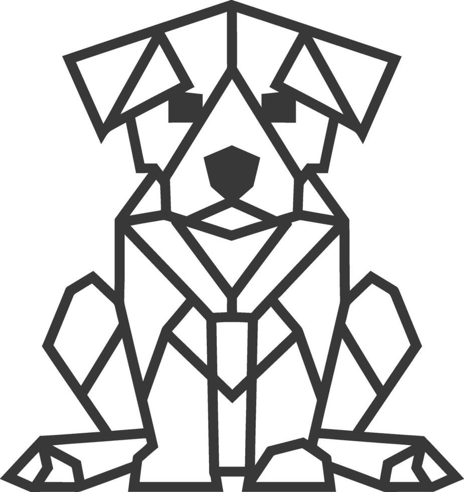 A dog is shown in a geometric style vector