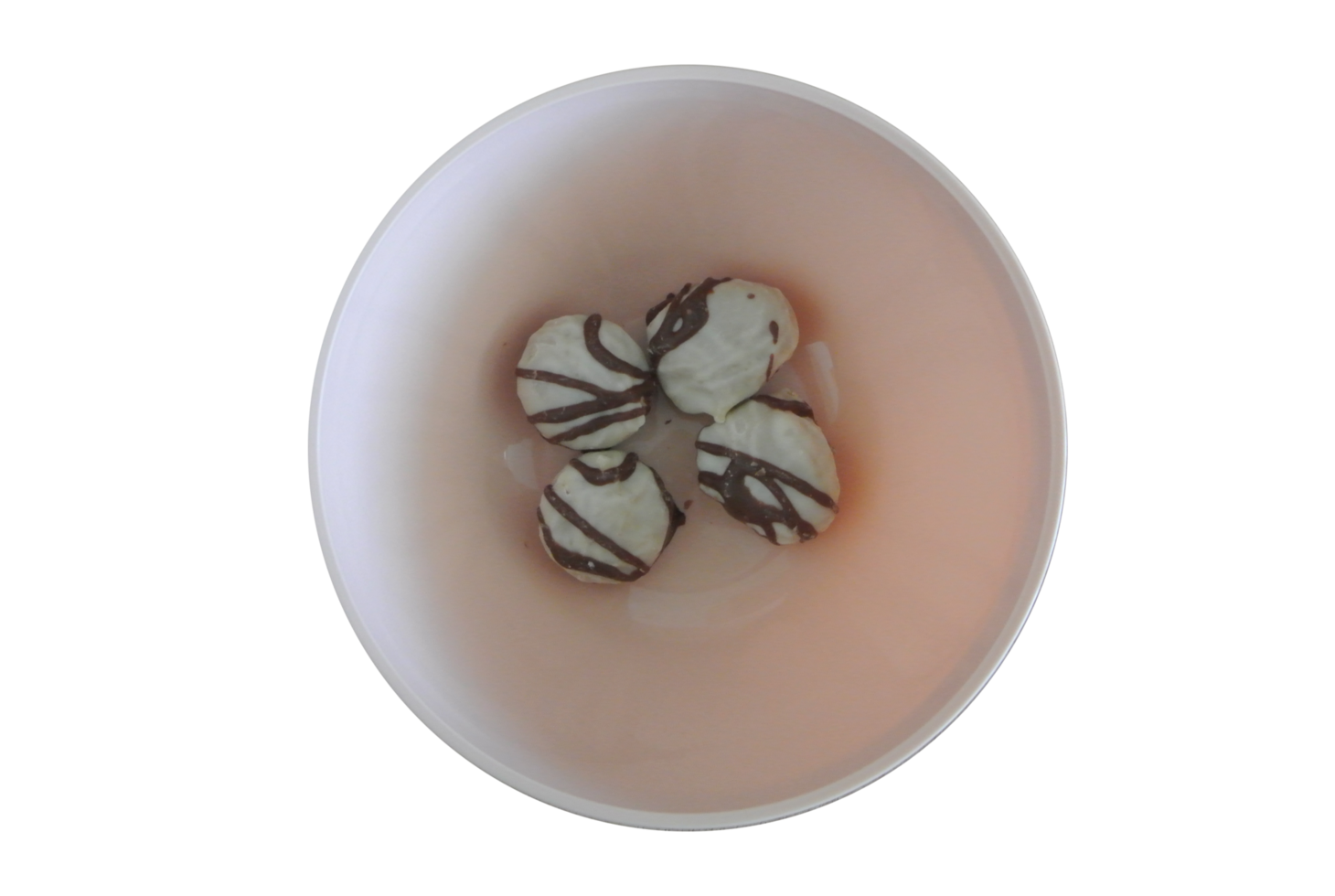 A white bowl with a chocolate covered strawberry in it png