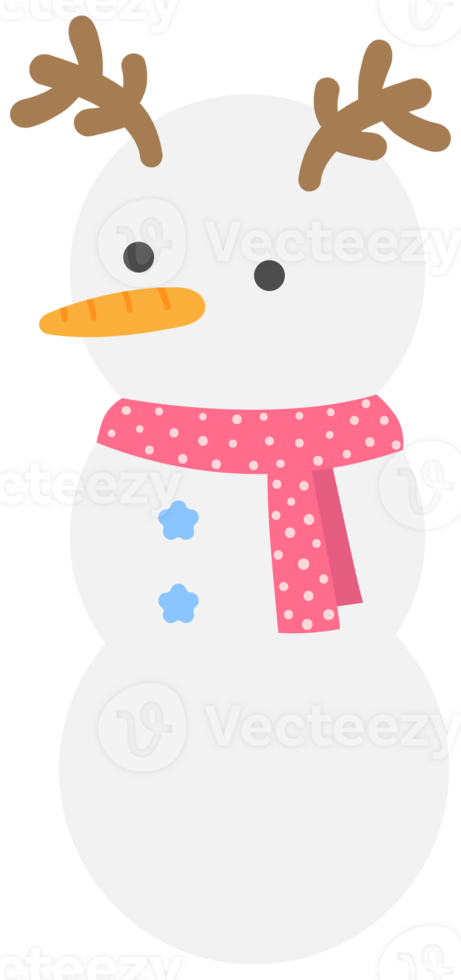 Cute Hand Drawn Winter SnowMan Reindeer Ears png