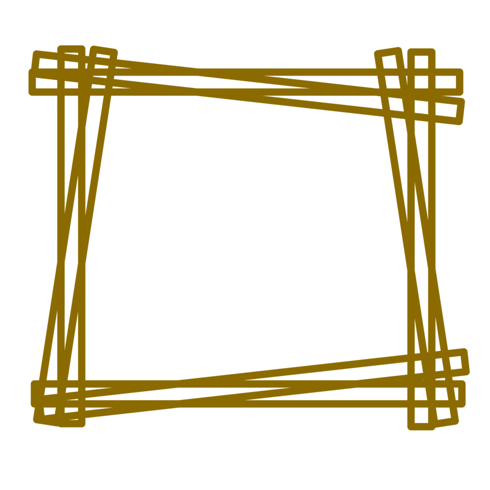 A square frame with golden line png
