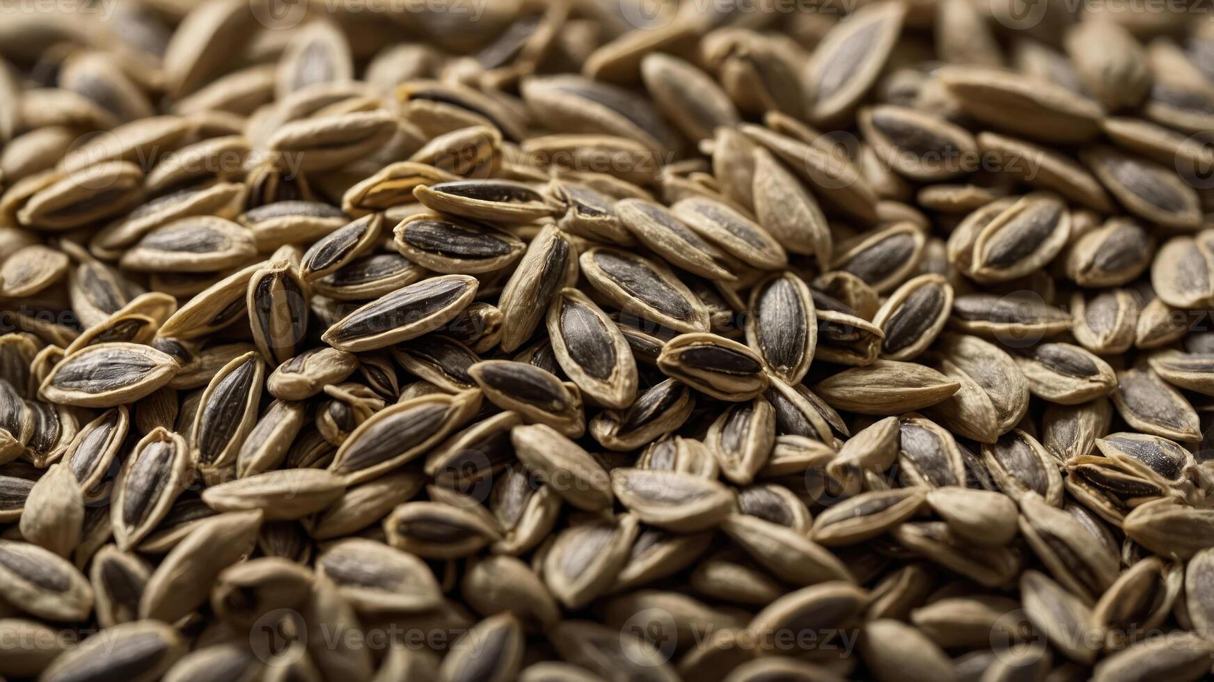 A close-up of various seeds, showcasing their texture and natural patterns. photo