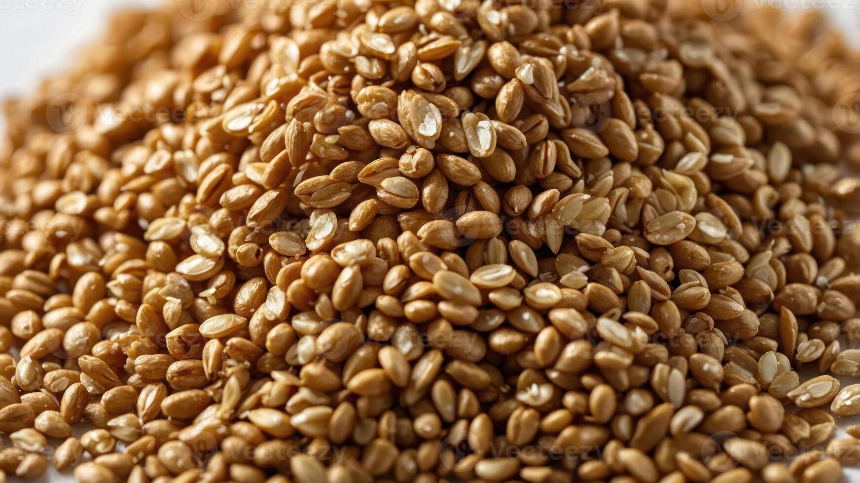 A close-up of a pile of golden sesame seeds, showcasing their texture and color. photo