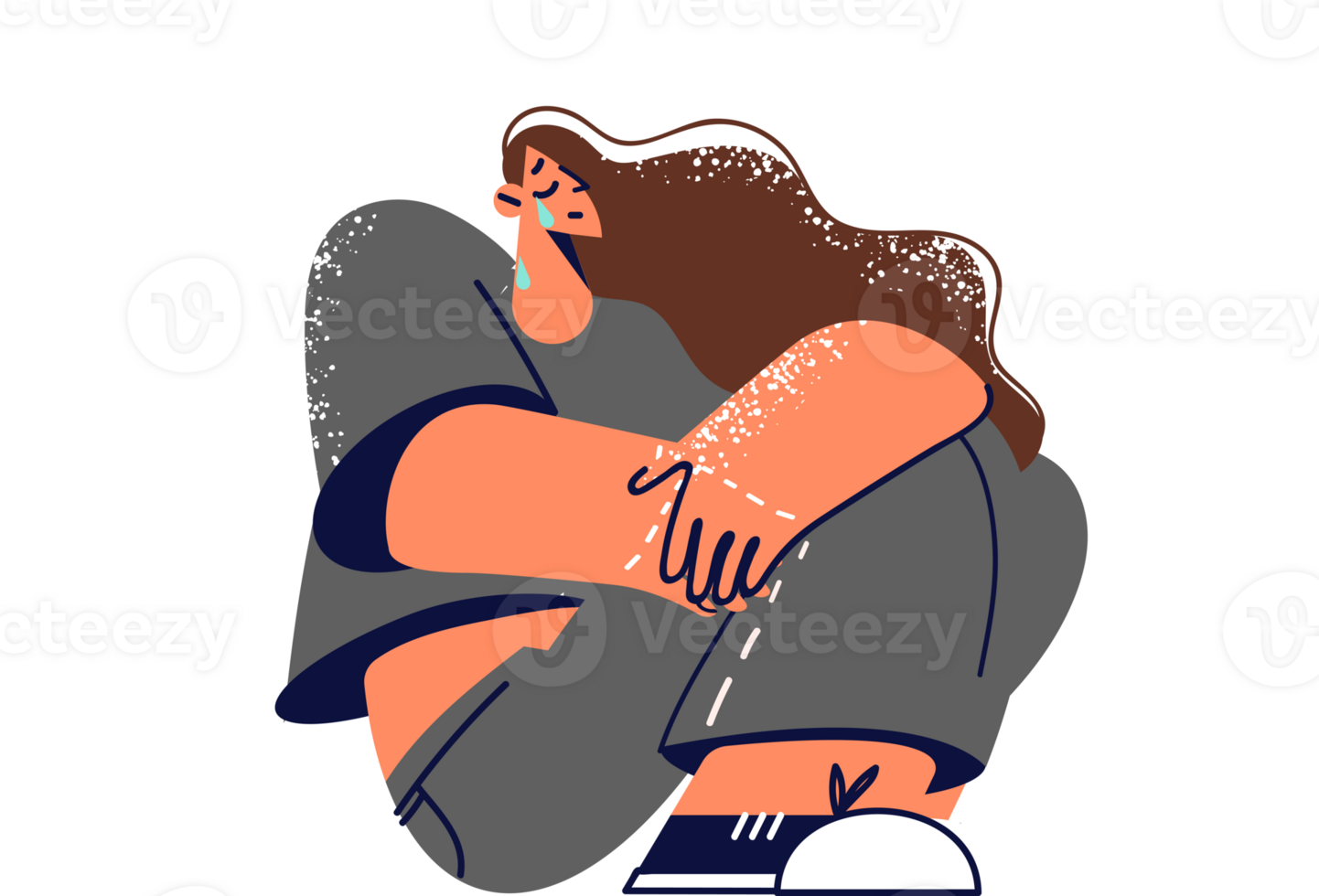 Woman sits at window and cries after breaking up with boyfriend or adultery experiencing depression and psychological problems. Upset girl on windowsill suffering from depression after quarrel png