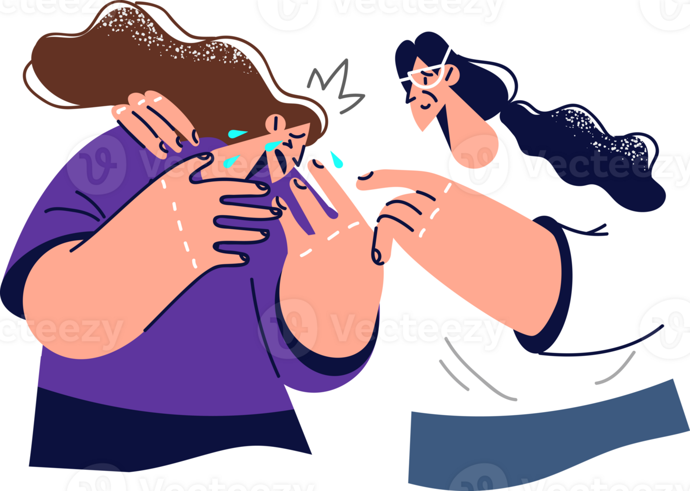Crying woman at reception of psychoanalyst listening to patient and helping to get rid of mental personality disorder. Professional psychoanalyst provides support to girl after separation from husband png