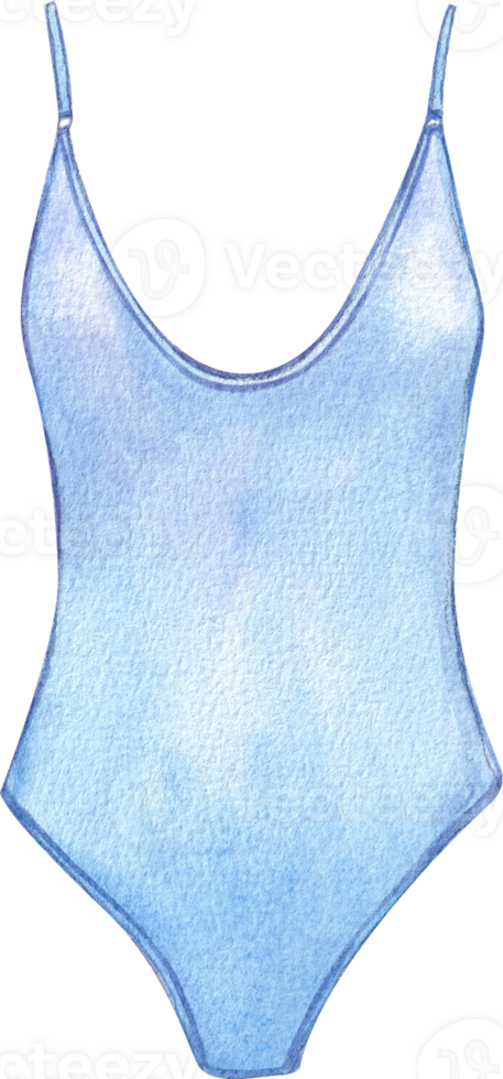 Hand-painted watercolor illustration of a blue swimsuit. png
