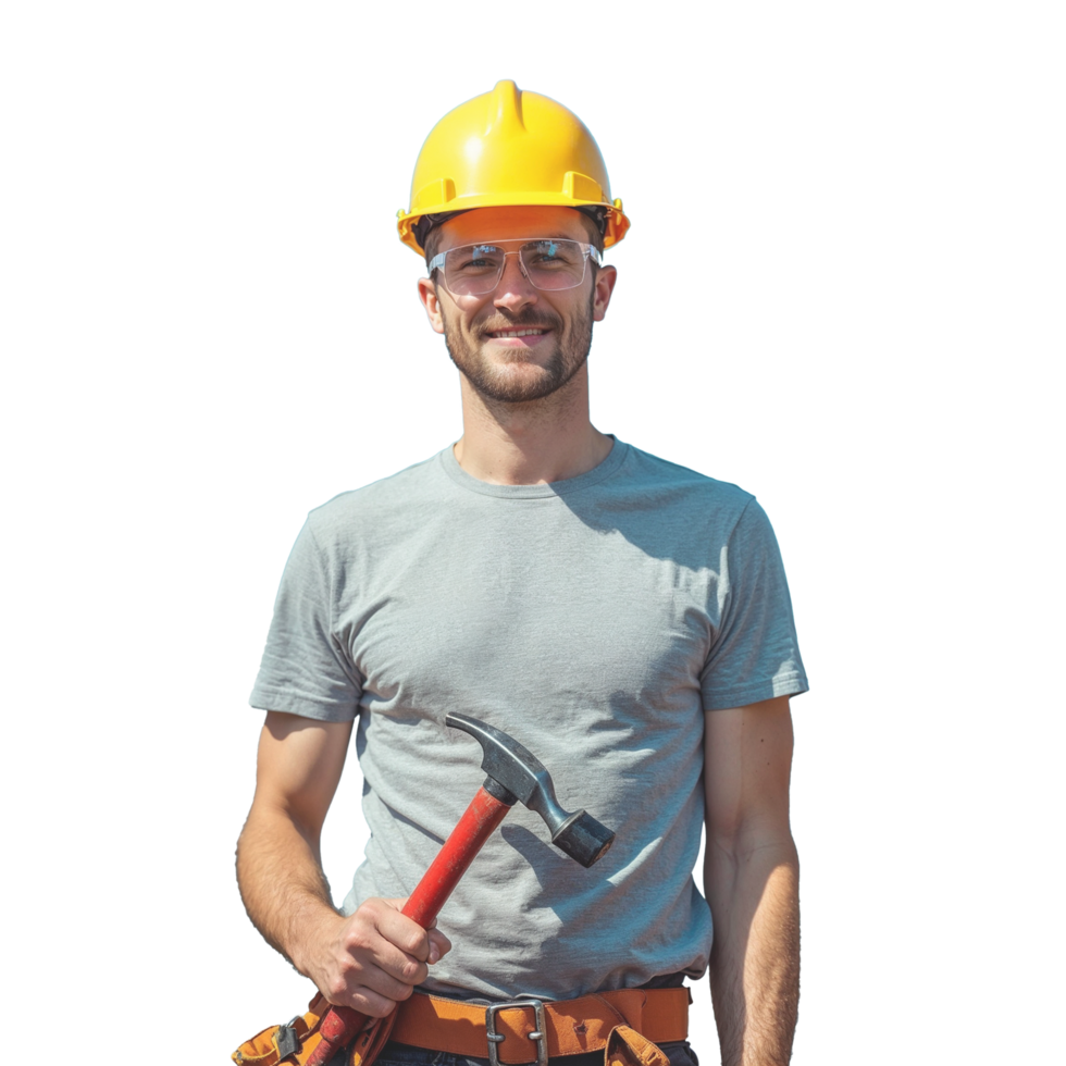 A Young construction worker in hard hat Keywords png