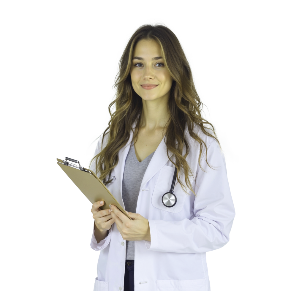 Female Smiling doctor isolated on transparent background png