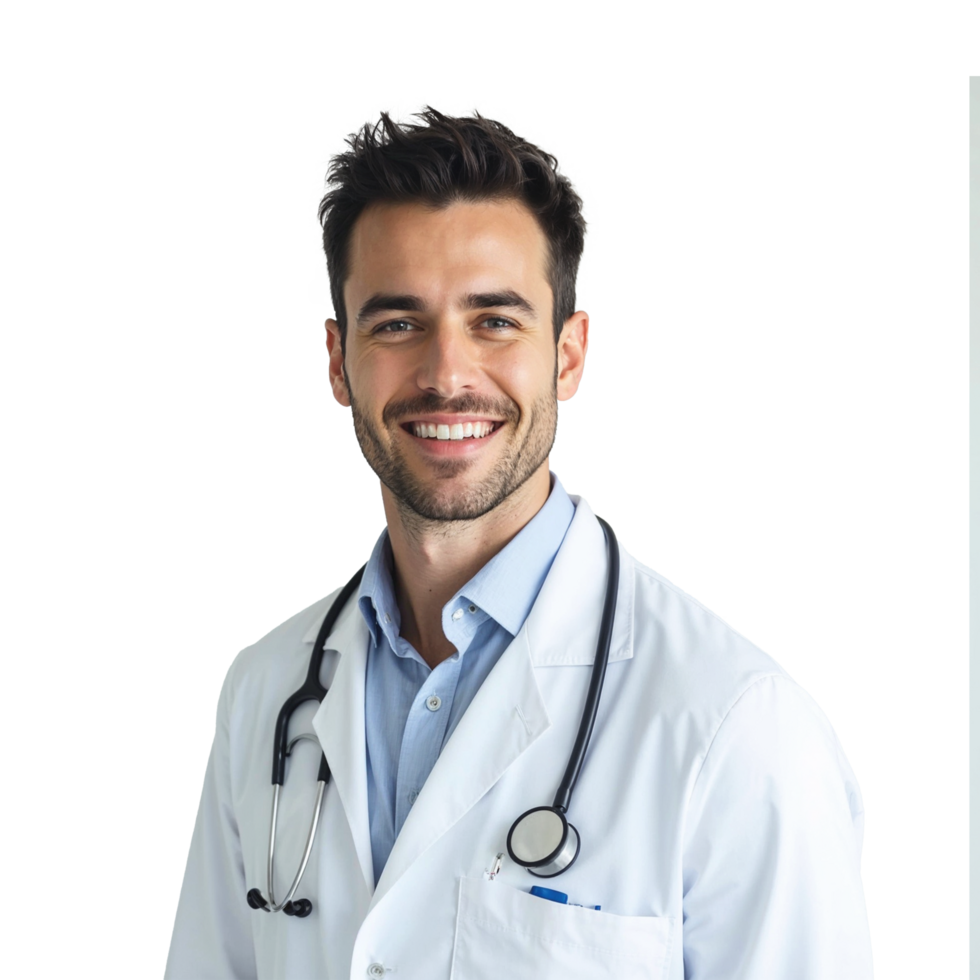 A young Smiling Doctor In Transparent Background png