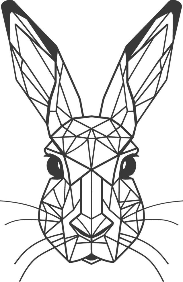 A geometric rabbit head with black lines vector