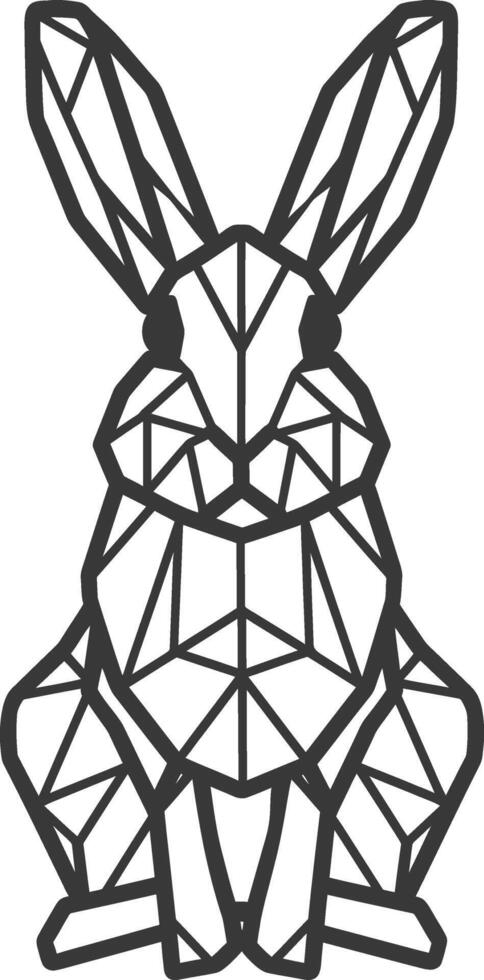 A geometric rabbit is shown in a black and white drawing vector