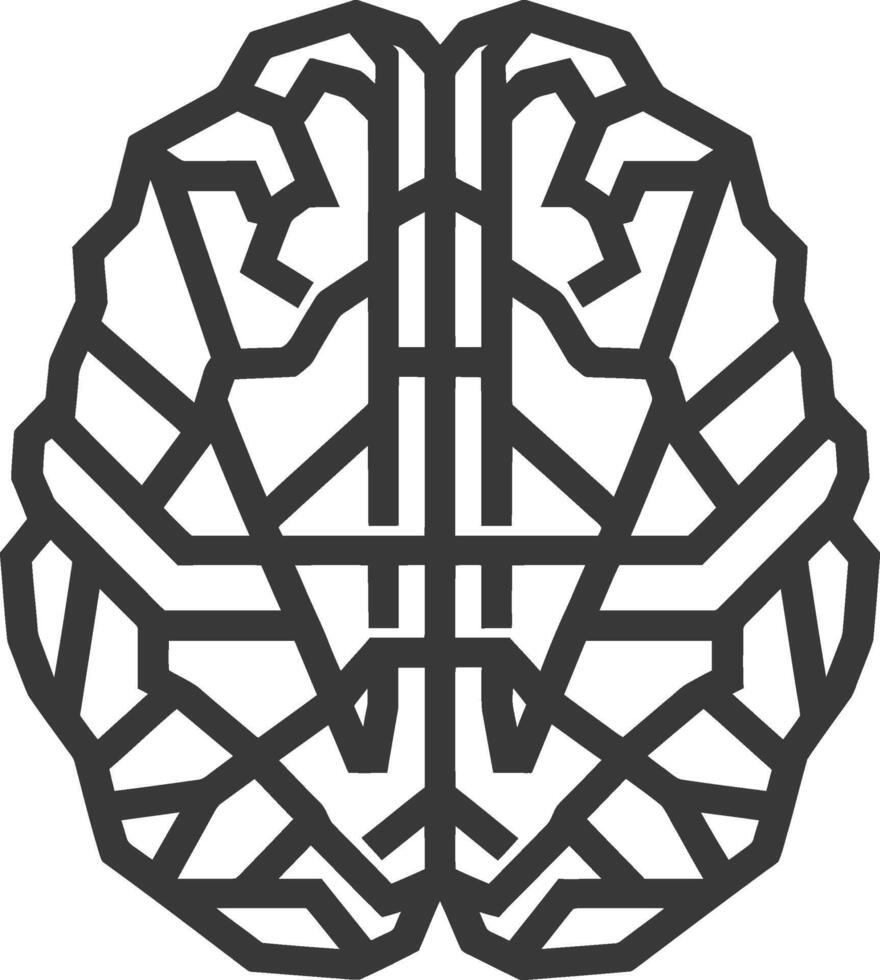 A black and white illustration of a brain vector