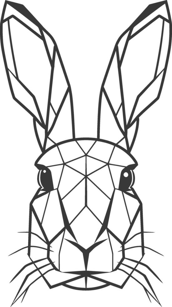 A black and white drawing of a rabbit's head vector