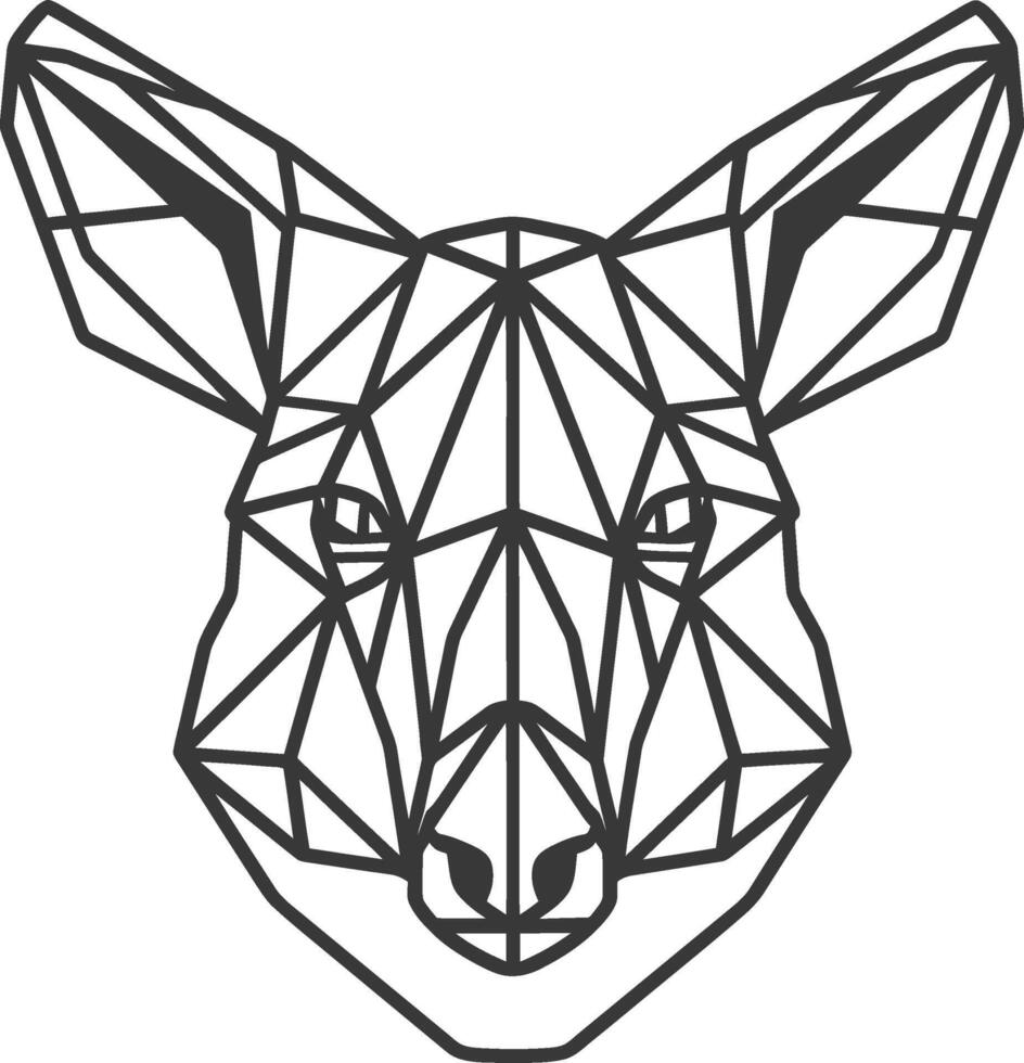 A black and white drawing of a kangaroo head vector