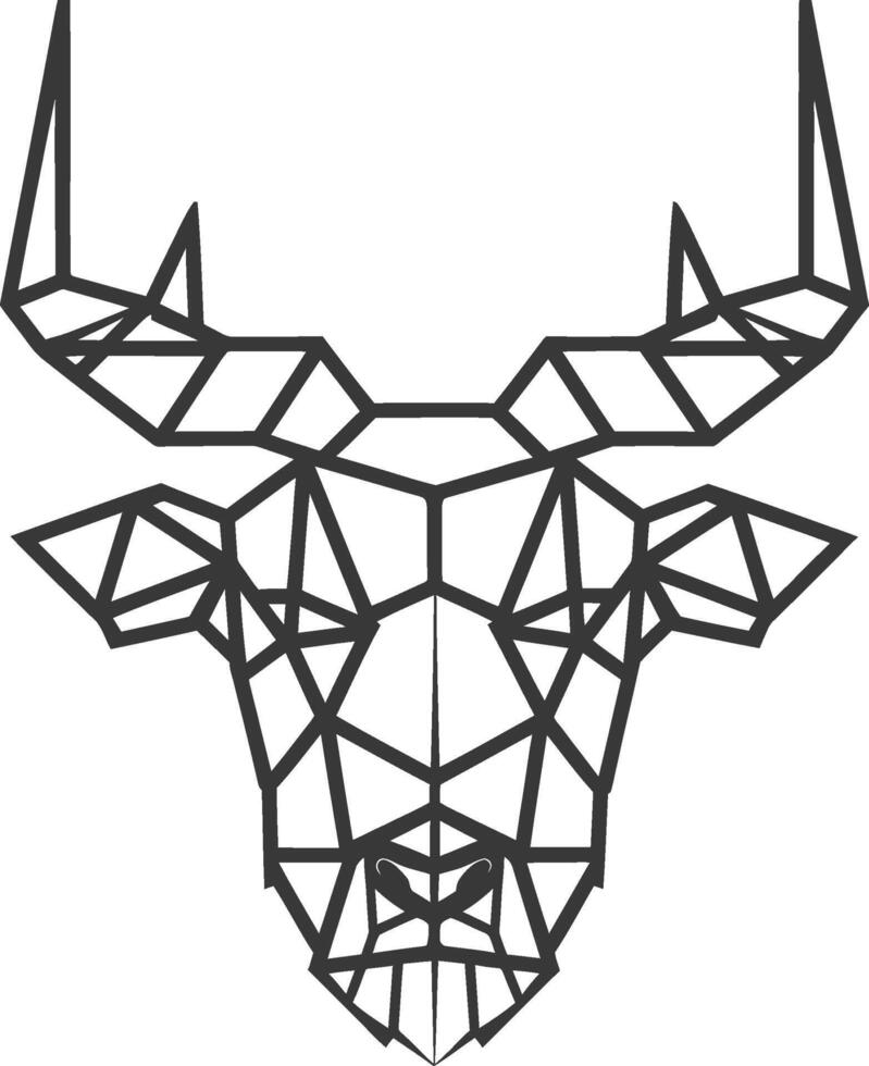 A geometric drawing of a bull head vector