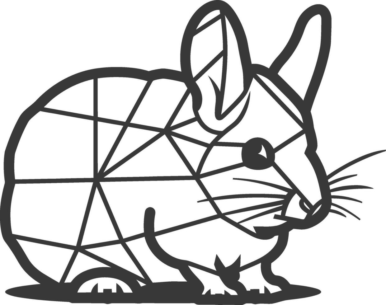 A black and white drawing of a rabbit vector