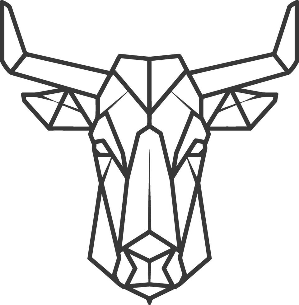 A bull head made of geometric shapes vector