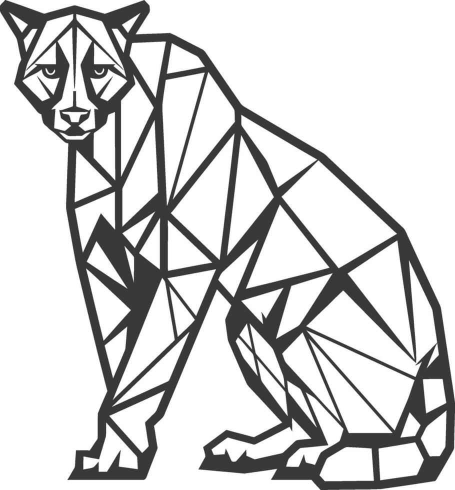 A black and white drawing of a panther vector