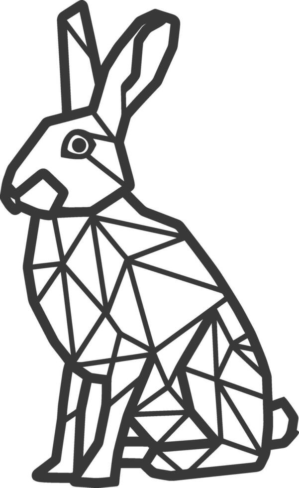 A rabbit is sitting in a geometric pattern vector